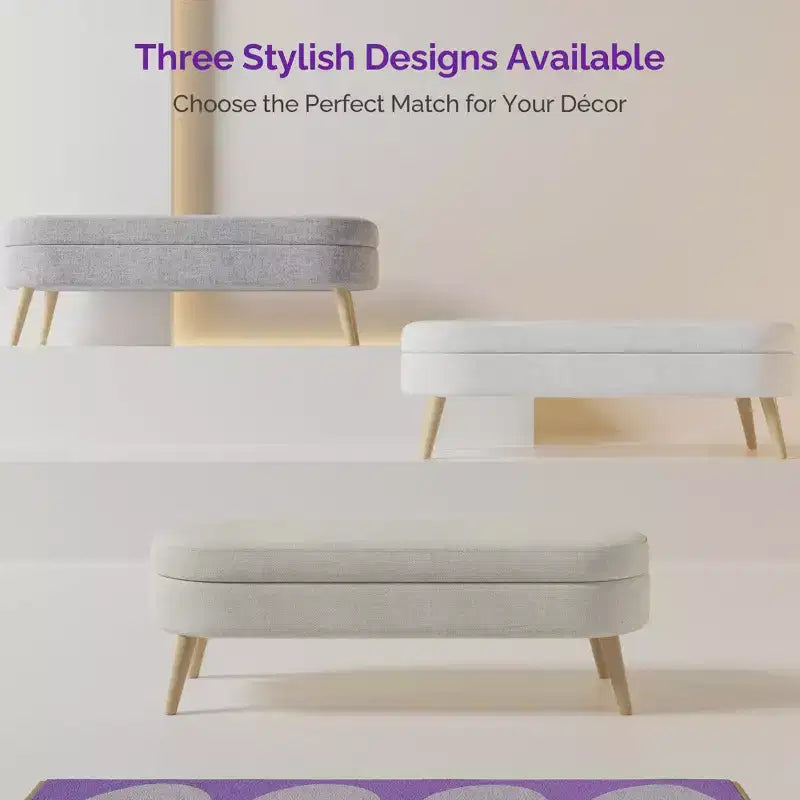 Banc de rangement ottoman beige/gris/blanc, couvercle rabattable, une place