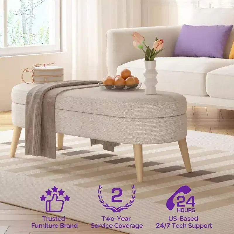 Banc de rangement ottoman beige/gris/blanc, couvercle rabattable, une place