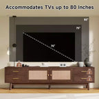 Meuble TV Mid-Century marron, 178 cm, convient aux téléviseurs jusqu'à 203 cm, assemblage par 1 personne