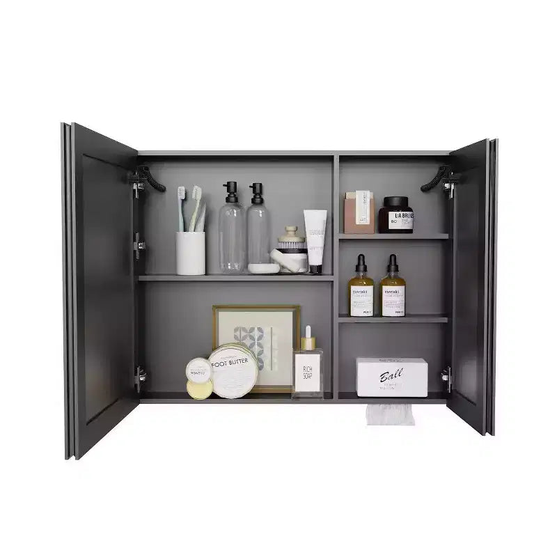 FAMYYT Armoire à pharmacie en aluminium de 32 po l. x 24 po H avec miroir et lumière, anti-buée, facile à installer