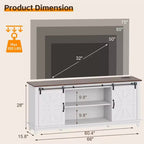 Meuble TV de ferme pour téléviseur 75 pouces avec portes coulissantes, étagères réglables et placards de rangement pour salon