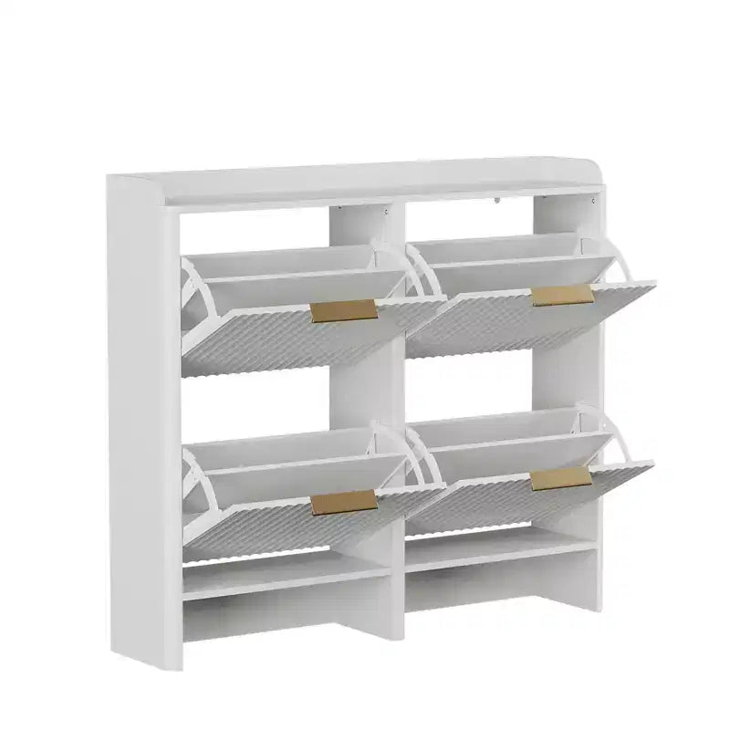Meuble à chaussures Karl Home de 42,9 pouces avec 4 portes abattantes et déflecteur de table