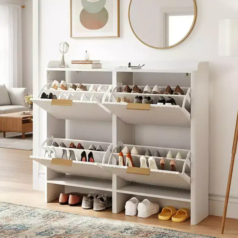 Meuble à chaussures Karl Home de 42,9 pouces avec 4 portes abattantes et déflecteur de table