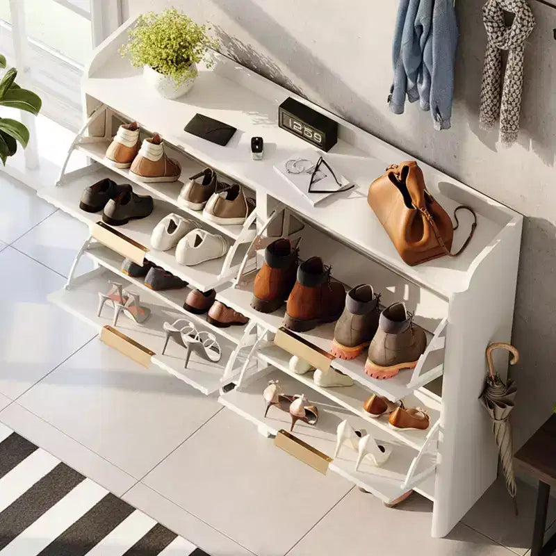 Meuble à chaussures Karl Home de 42,9 pouces avec 4 portes abattantes et déflecteur de table
