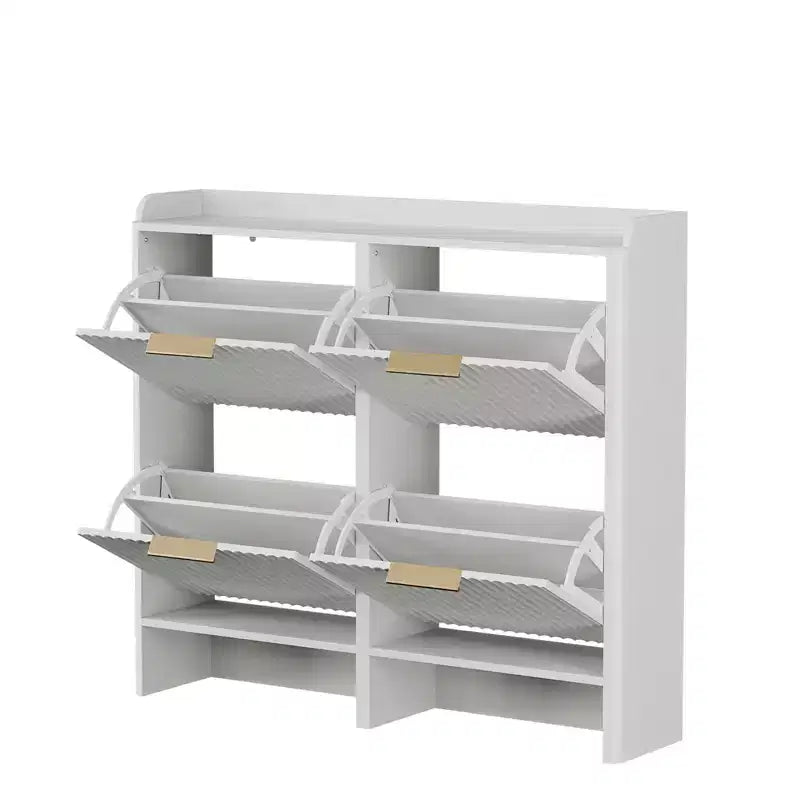 Meuble à chaussures Karl Home de 42,9 pouces avec 4 portes abattantes et déflecteur de table