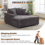 Chaise longue surdimensionnée de 152 cm avec porte-gobelets et ports USB, canapé-lit rembourré pour la lecture - Gris