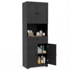 Costway 67.5'' Kitchen Pantry Cabinet w/4 Doors 1 Drawer Open Countertop Adjustable Shelf