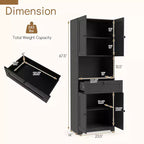 Armoire de cuisine Costway 171 cm avec 4 portes, 1 tiroir, plan de travail ouvert, étagère réglable