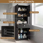 Armoire de cuisine Costway 171 cm avec 4 portes, 1 tiroir, plan de travail ouvert, étagère réglable