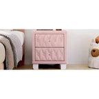 Table de chevet 2 tiroirs en velours élégant et luxueux pour chambre et salon