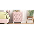 Table de chevet 2 tiroirs en velours élégant et luxueux pour chambre et salon