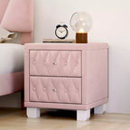 Table de chevet 2 tiroirs en velours élégant et luxueux pour chambre et salon