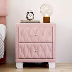 Table de chevet 2 tiroirs en velours élégant et luxueux pour chambre et salon