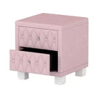 Table de chevet 2 tiroirs en velours élégant et luxueux pour chambre et salon