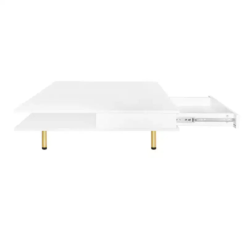 Table basse carrée pour salon, table basse moderne laquée, blanche