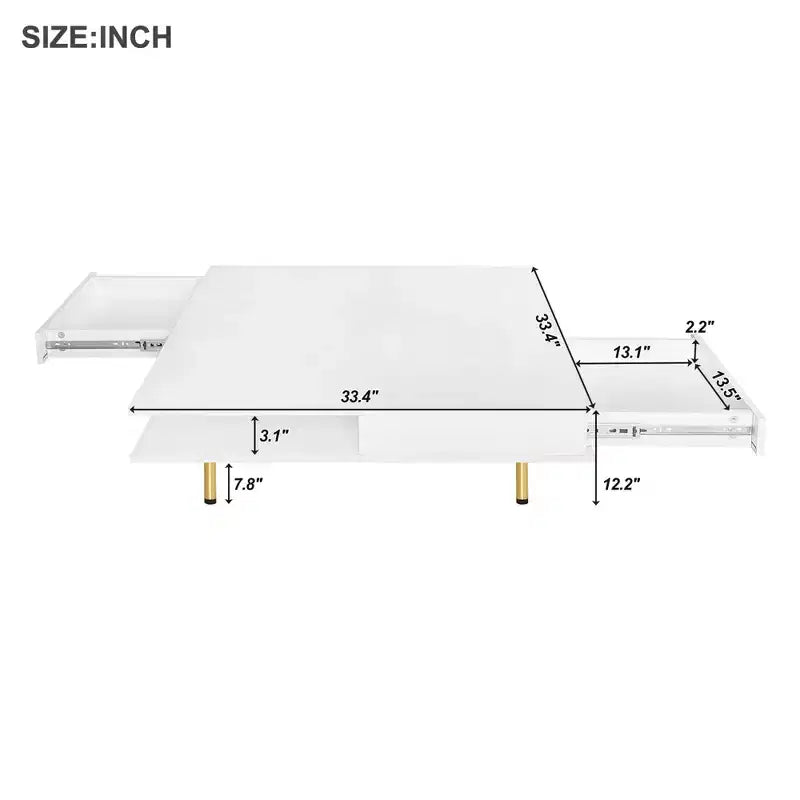 Table basse carrée pour salon, table basse moderne laquée, blanche