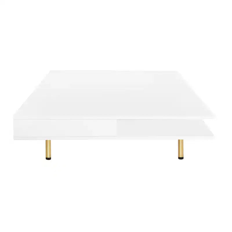 Table basse carrée pour salon, table basse moderne laquée, blanche