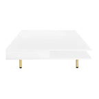 Table basse carrée pour salon, table basse moderne laquée, blanche