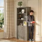 Étagère à Livres 2 PCS, Bibliothèque en Bois de 80 cm de Large avec Portes, Étagères à 5 Niveaux avec Tablette Supérieure Réglable pour Bureau à Domicile, Salon