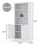 Étagère à Livres 2 PCS, Bibliothèque en Bois de 80 cm de Large avec Portes, Étagères à 5 Niveaux avec Tablette Supérieure Réglable pour Bureau à Domicile, Salon