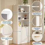 Étagère à Livres 2 PCS, Bibliothèque en Bois de 80 cm de Large avec Portes, Étagères à 5 Niveaux avec Tablette Supérieure Réglable pour Bureau à Domicile, Salon