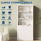 Étagère à Livres 2 PCS, Bibliothèque en Bois de 80 cm de Large avec Portes, Étagères à 5 Niveaux avec Tablette Supérieure Réglable pour Bureau à Domicile, Salon
