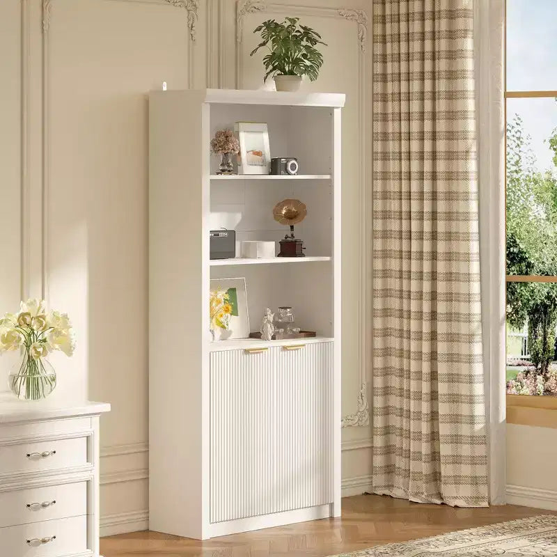 Étagère à Livres 2 PCS, Bibliothèque en Bois de 80 cm de Large avec Portes, Étagères à 5 Niveaux avec Tablette Supérieure Réglable pour Bureau à Domicile, Salon