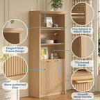 Étagère à Livres 2 PCS, Bibliothèque en Bois de 80 cm de Large avec Portes, Étagères à 5 Niveaux avec Tablette Supérieure Réglable pour Bureau à Domicile, Salon