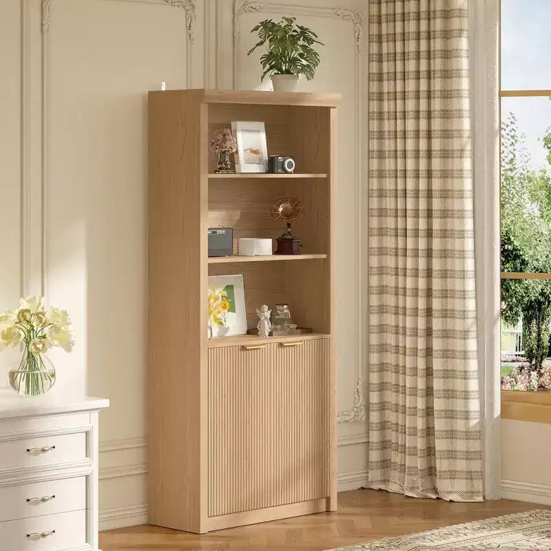 Étagère à Livres 2 PCS, Bibliothèque en Bois de 80 cm de Large avec Portes, Étagères à 5 Niveaux avec Tablette Supérieure Réglable pour Bureau à Domicile, Salon