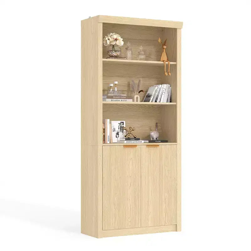Étagère à Livres 2 PCS, Bibliothèque en Bois de 80 cm de Large avec Portes, Étagères à 5 Niveaux avec Tablette Supérieure Réglable pour Bureau à Domicile, Salon