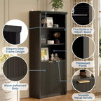 Étagère à Livres 2 PCS, Bibliothèque en Bois de 80 cm de Large avec Portes, Étagères à 5 Niveaux avec Tablette Supérieure Réglable pour Bureau à Domicile, Salon