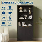 Étagère à Livres 2 PCS, Bibliothèque en Bois de 80 cm de Large avec Portes, Étagères à 5 Niveaux avec Tablette Supérieure Réglable pour Bureau à Domicile, Salon
