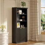 Étagère à Livres 2 PCS, Bibliothèque en Bois de 80 cm de Large avec Portes, Étagères à 5 Niveaux avec Tablette Supérieure Réglable pour Bureau à Domicile, Salon