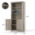 Étagère à Livres 2 PCS, Bibliothèque en Bois de 80 cm de Large avec Portes, Étagères à 5 Niveaux avec Tablette Supérieure Réglable pour Bureau à Domicile, Salon