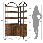 Étagère d'angle à 6 niveaux, Bibliothèque d'angle avec rangement, Bibliothèque d'angle en L rustique avec meuble de rangement, pour salon, bureau à domicile, rétro