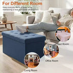 Banc de rangement pliant BestMassage de 76 cm, capacité de charge de 300 kg, tabouret repose-pieds rembourré pour salon, chambre, entrée