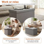 Banc de rangement pliant BestMassage de 76 cm, capacité de charge de 300 kg, tabouret repose-pieds rembourré pour salon, chambre, entrée