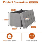Banc de rangement pliant BestMassage de 76 cm, capacité de charge de 300 kg, tabouret repose-pieds rembourré pour salon, chambre, entrée