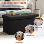Banc de rangement pliant BestMassage de 76 cm, capacité de charge de 300 kg, tabouret repose-pieds rembourré pour salon, chambre, entrée