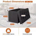 Banc de rangement pliant BestMassage de 76 cm, capacité de charge de 300 kg, tabouret repose-pieds rembourré pour salon, chambre, entrée