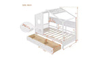 Lit jumeau en bois pour enfants avec 2 tiroirs et étagère de rangement, blanc