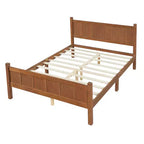 Lit plateforme entièrement à panneaux plats avec tête de lit et pied de lit, cadre de lit de ferme Shaker au grain de bois, noyer clair