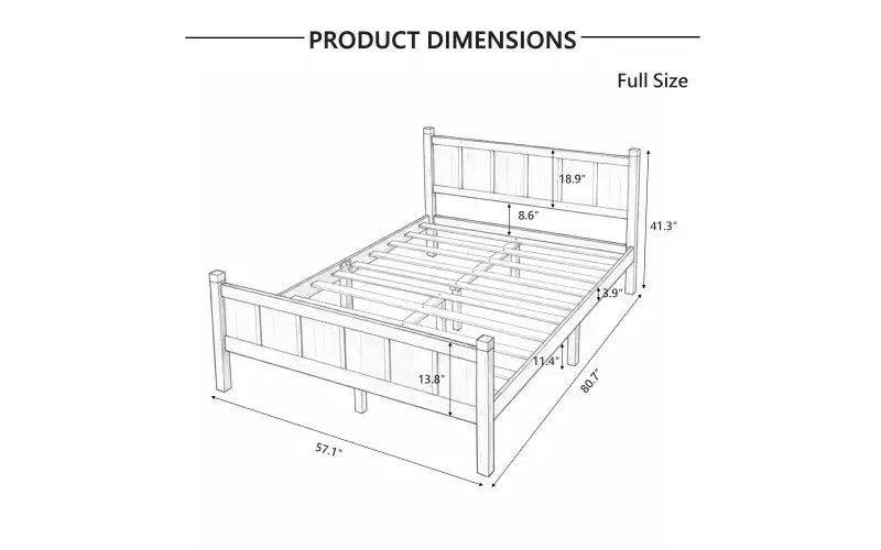 Lit plateforme entièrement à panneaux plats avec tête de lit et pied de lit, cadre de lit de ferme Shaker au grain de bois, noyer clair